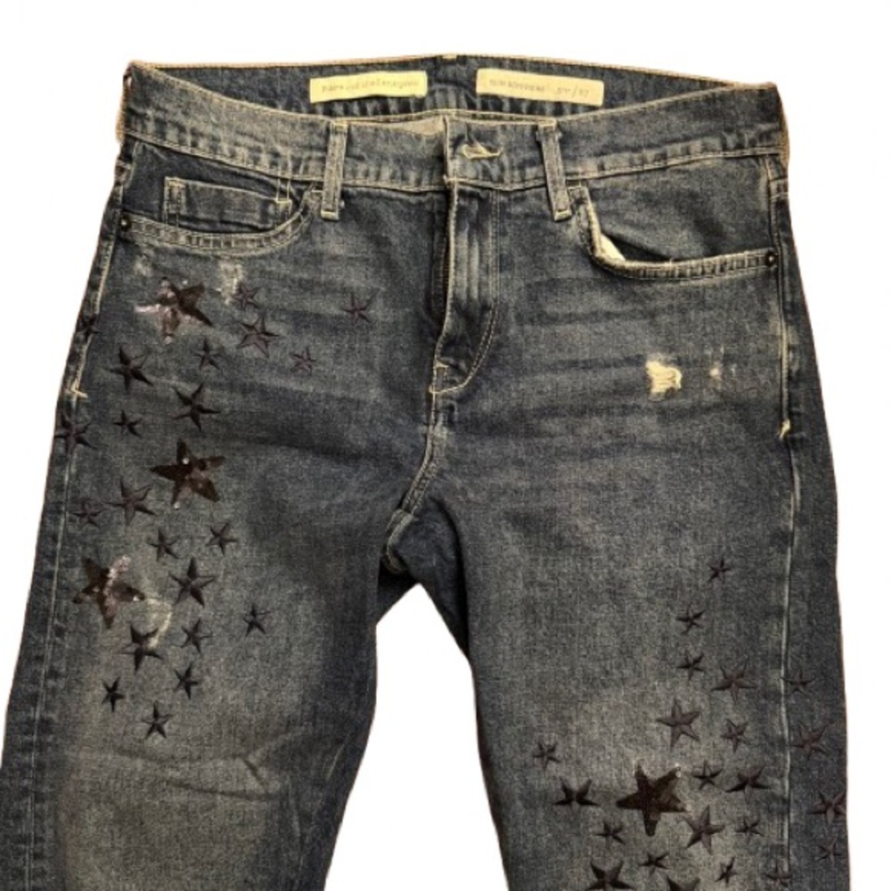 Pilcro Boyfriend Jeans Black Star Print Slim Fit Denim Pants Anthropologie - Picture 3 of 8